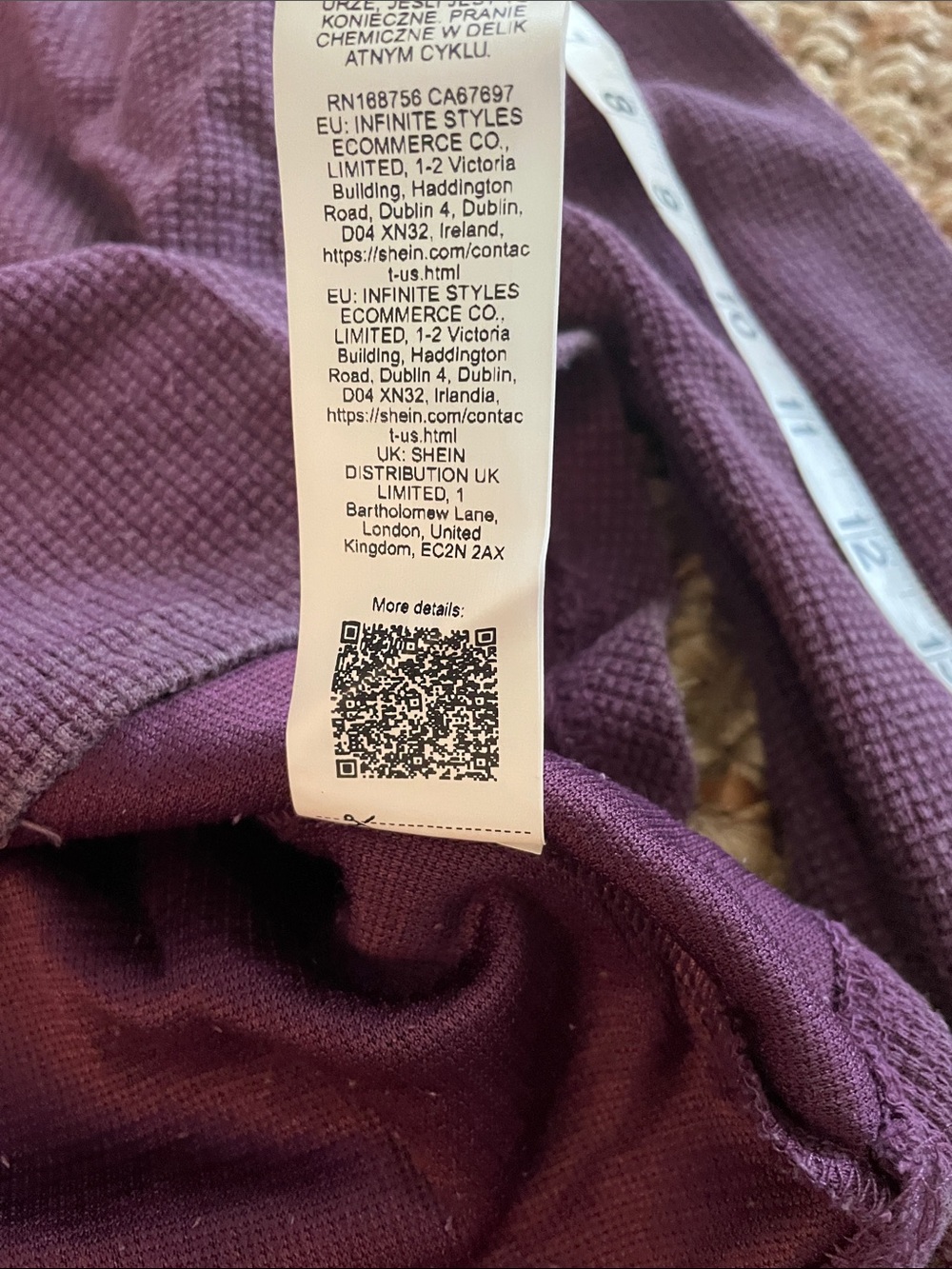 SHEIN Purple Waffle Knit Long Sleeve Top - Picture 9 of 16